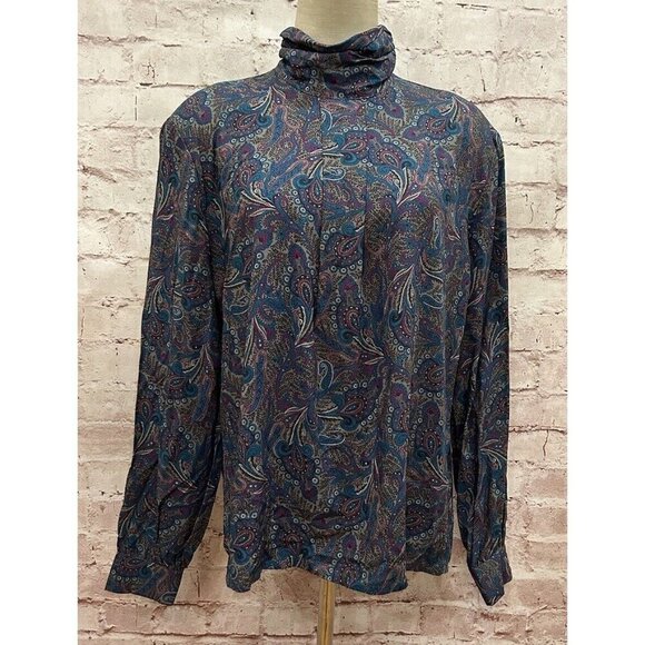 VTG Country Sophisticates by Pendleton Blue Gray Paisley Blouse Size 14 NOS - Picture 1 of 5